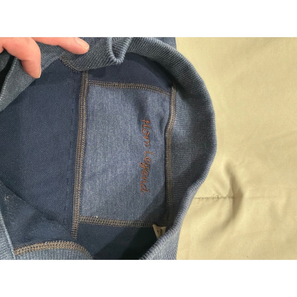 Horn Legend Mens Blue Heathered Henley Shirt Long Sleeve Mock Neck Size L - Picture 4 of 7